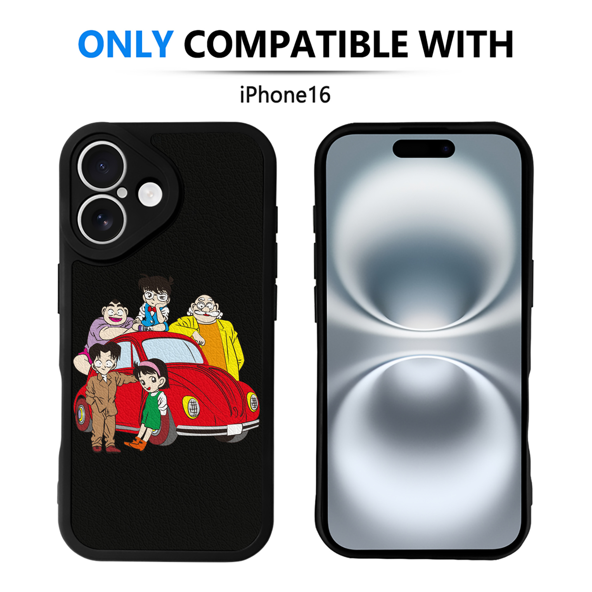 （画像用） 名探偵コナン Detective Conan 【iPhone 16シリーズ対応】シリコンスマホケース（レザー調） 材質：シリコン
